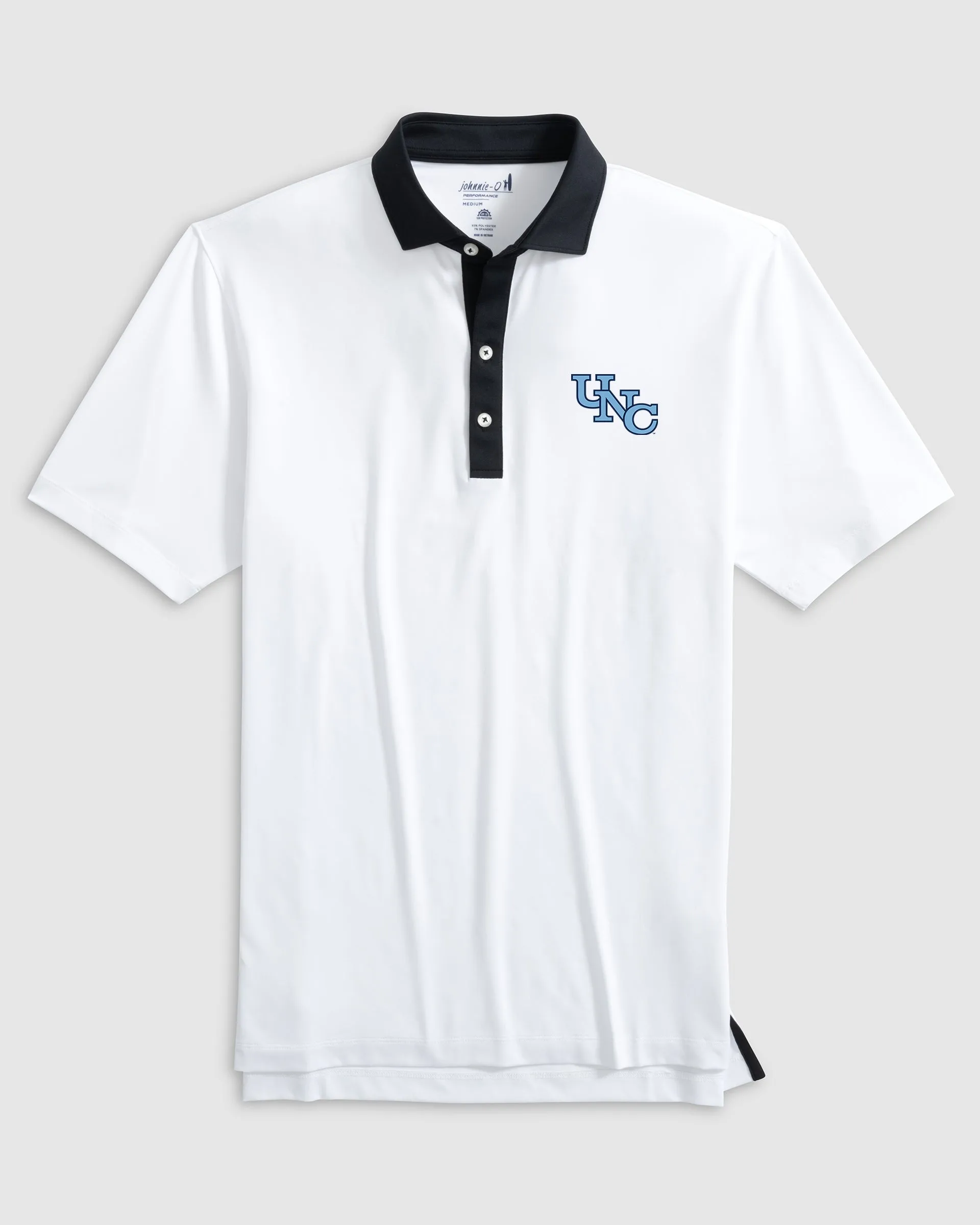University of North Carolina Ramos Performance Jersey Polo - Vault Stairstep Logo sold by Johnnie-O