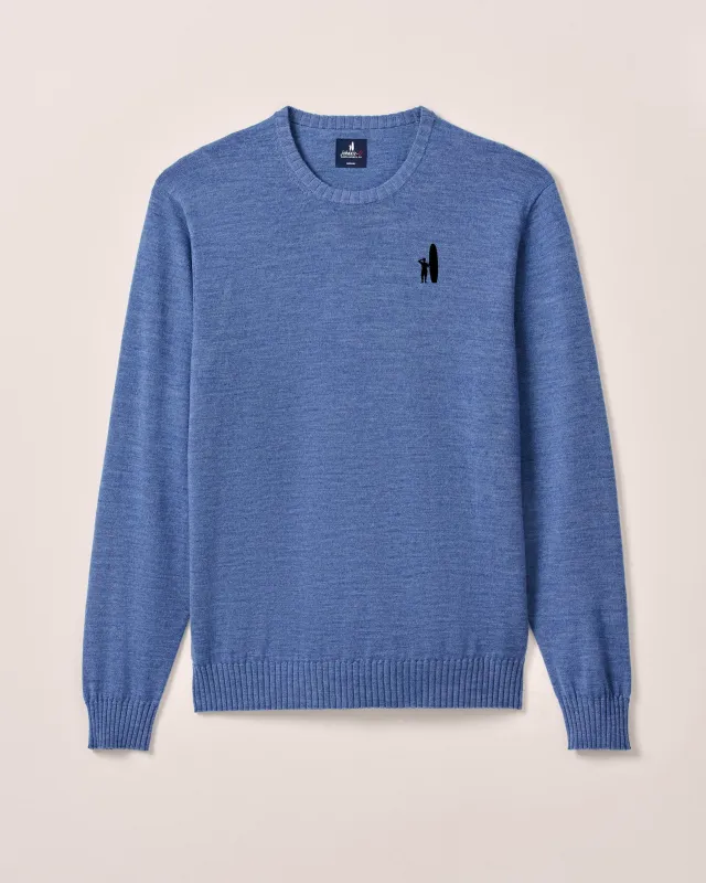 Custom Surfer Logo Ronald Merino Wool Crewneck Sweater made by Johnnie-O