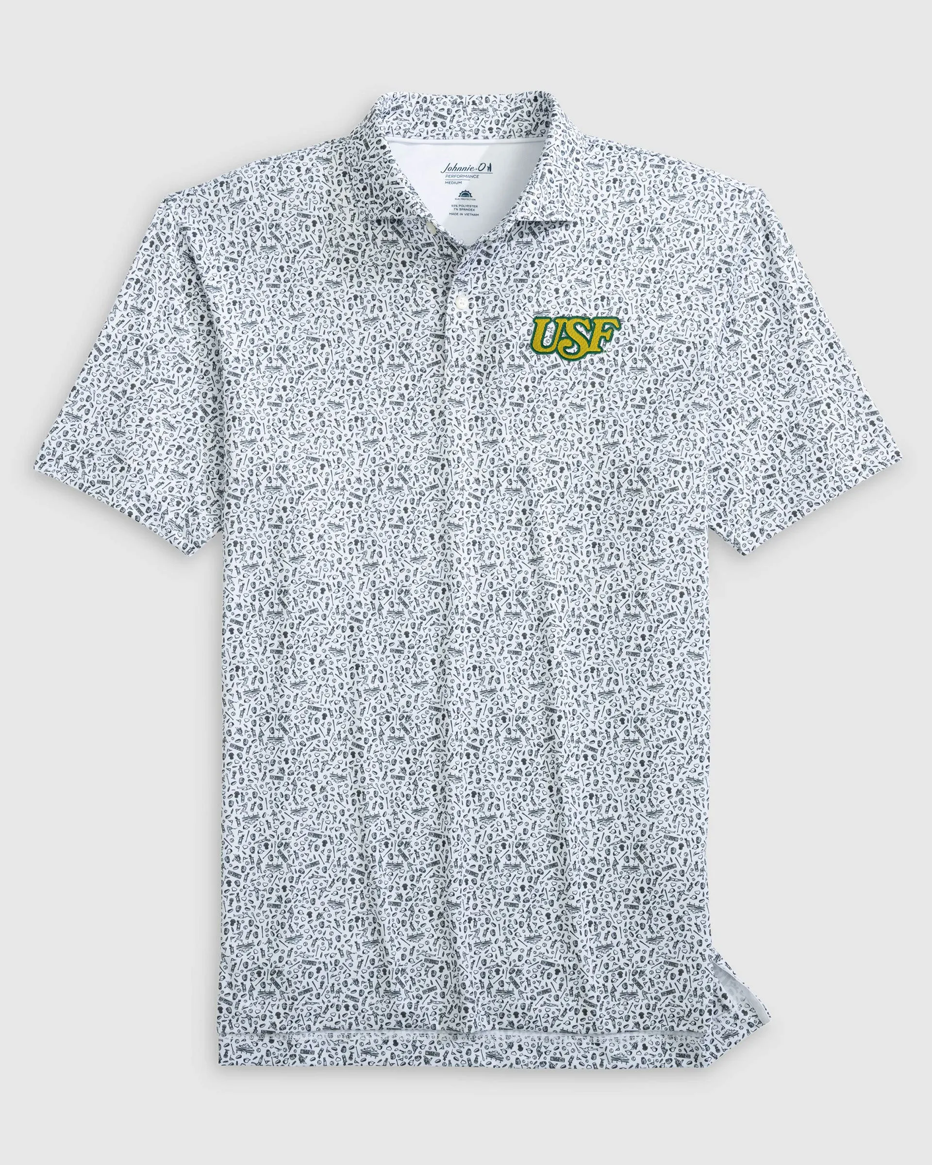 University of South Florida Rally Cap Performance Polo - Vault Logo sold by Johnnie-O