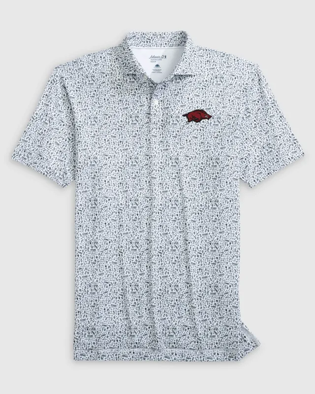 University of Arkansas Rally Cap Performance Polo made by Johnnie-O