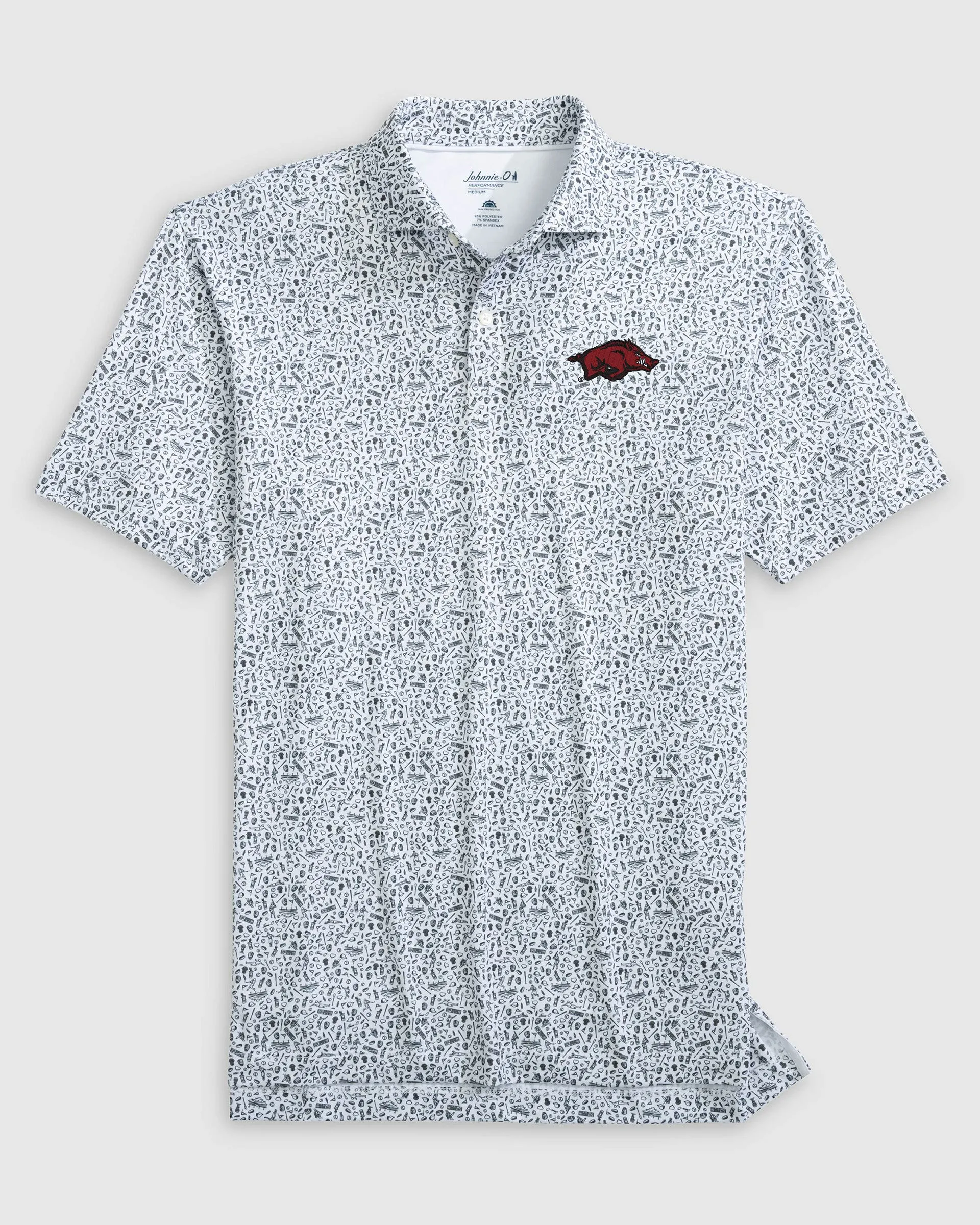 University of Arkansas Rally Cap Performance Polo sold by Johnnie-O