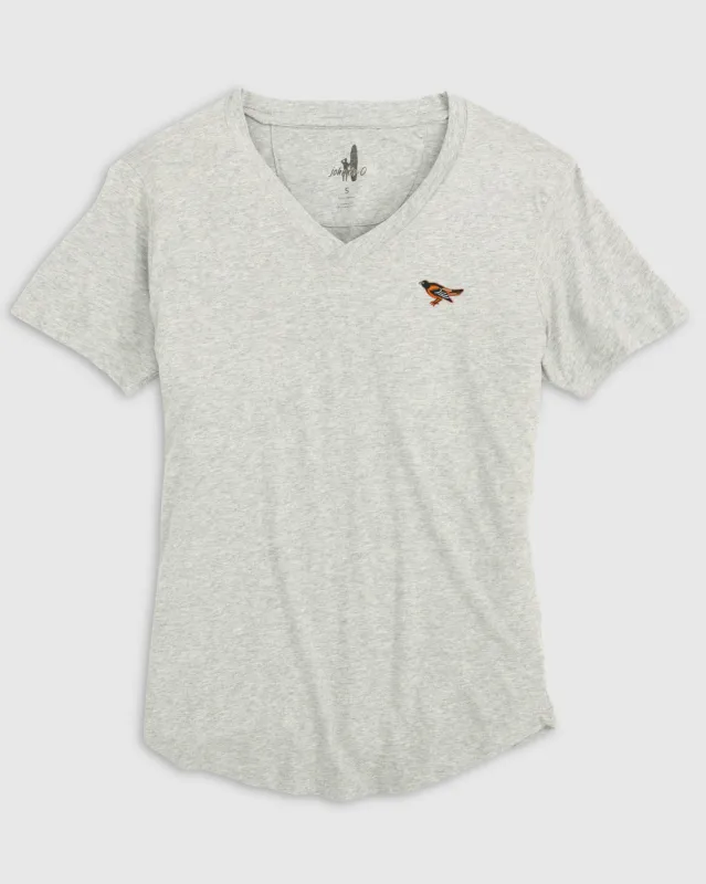 Women's Baltimore Orioles Merediths V-Neck T-Shirt - Cooperstown Logo sold by Johnnie-O