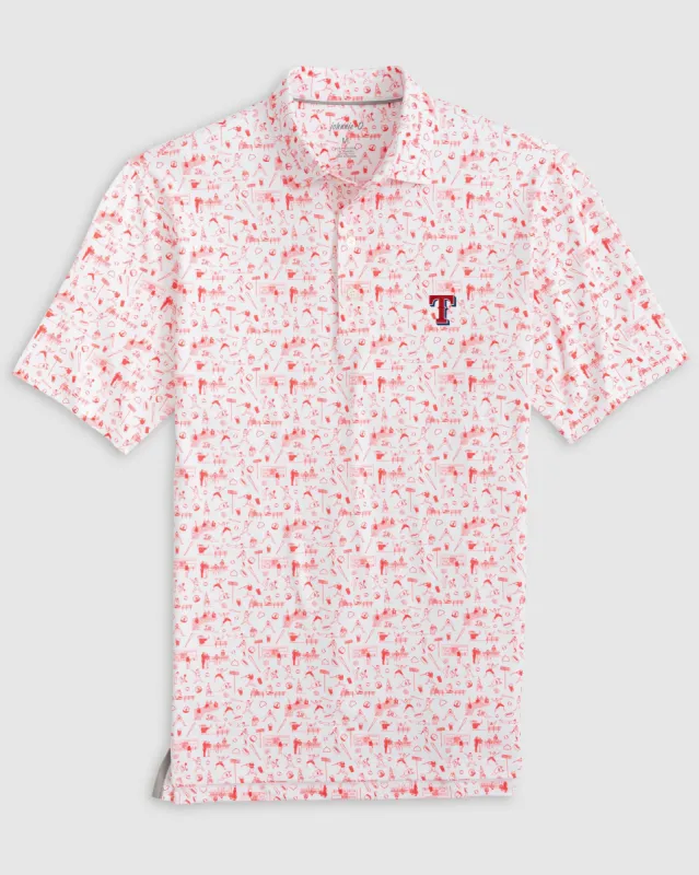 Texas Rangers Ballpark Printed Jersey Performance Polo sold by Johnnie-O