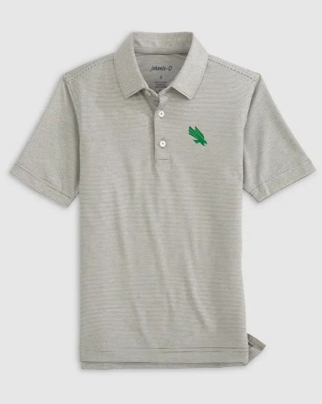 North Texas Lyndonn Jr. Striped Jersey Performance Polo sold by Johnnie-O