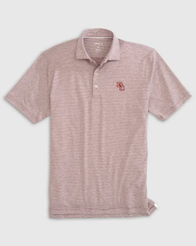 Boston College Lyndonn Striped Jersey Performance Polo - Heritage Logo sold by Johnnie-O