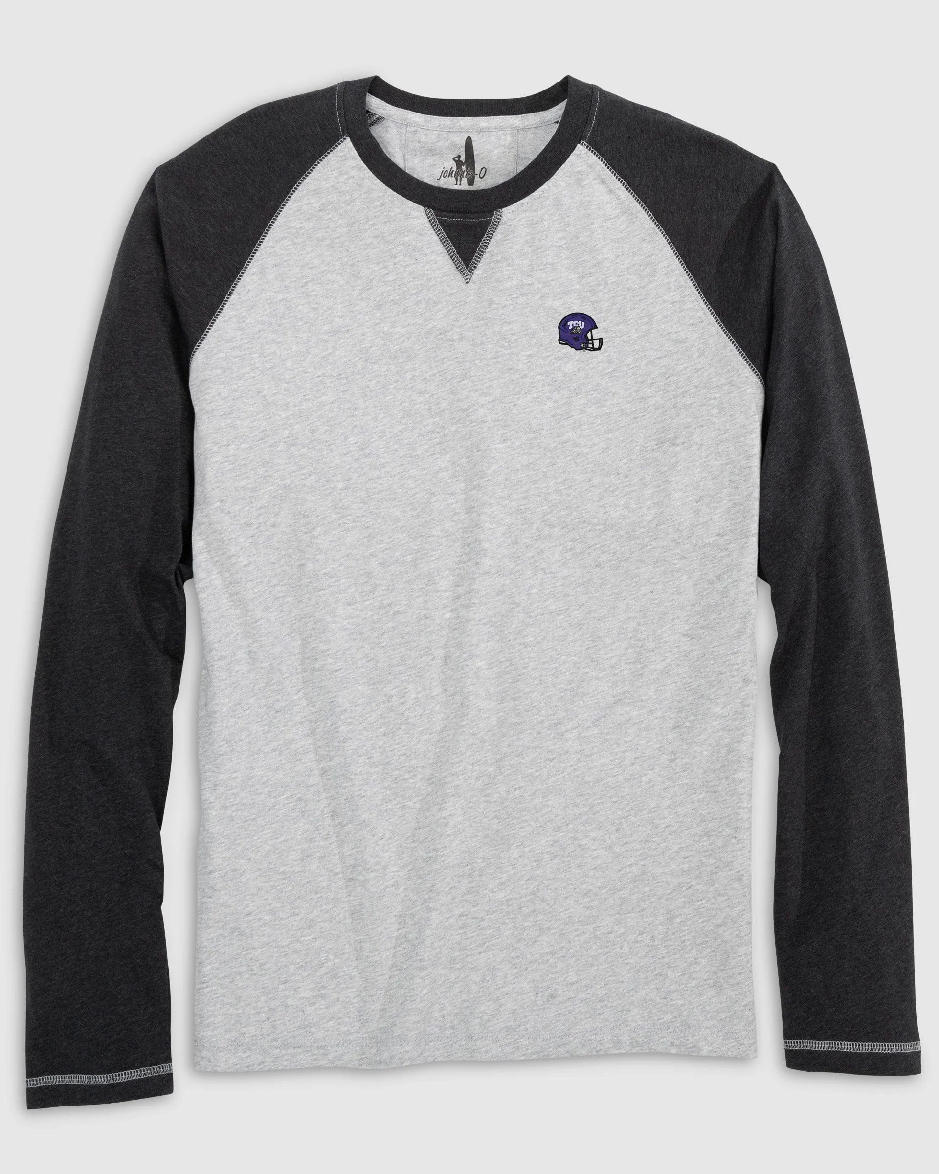 Texas Christian Alsen Long Sleeve Baseball Tee - Helmet Logo sold by Johnnie-O