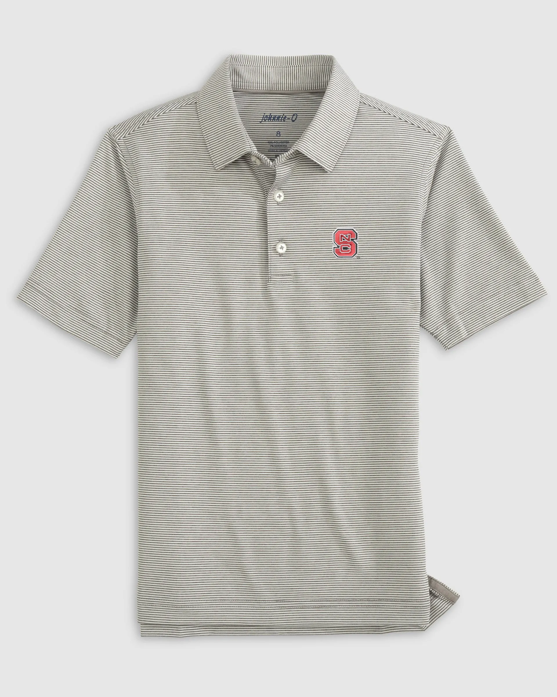 NC State Lyndonn Jr. Striped Jersey Performance Polo sold by Johnnie-O
