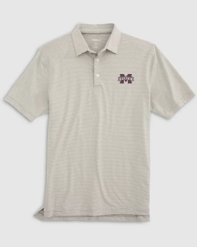 Mississippi State Lyndonn Striped Jersey Performance Polo sold by Johnnie-O