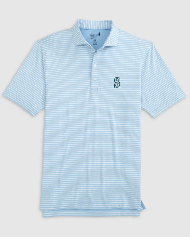 Seattle Mariners Clipperr Striped Jersey Performance Polo sold by Johnnie-O