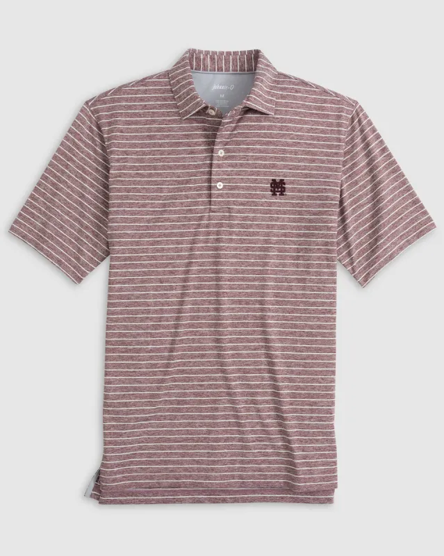 Mississippi State Newton Striped Jersey Performance Polo - Baseball Logo sold by Johnnie-O