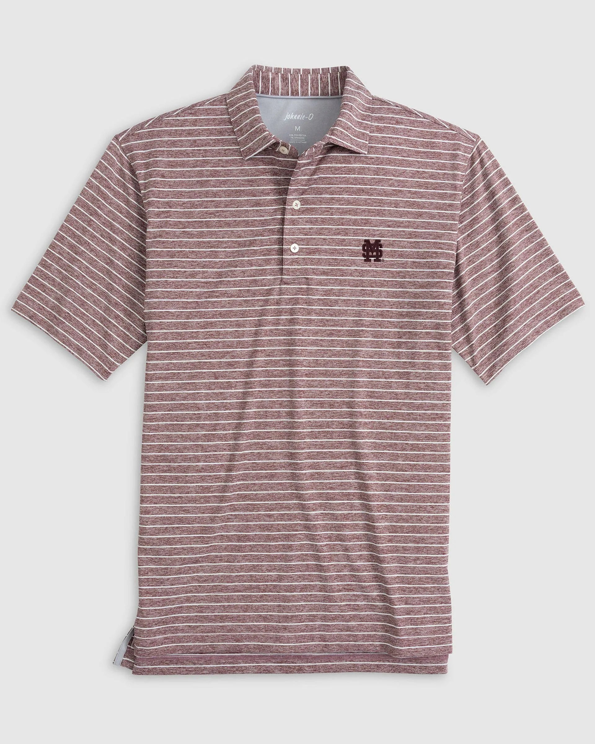 Mississippi State Newton Striped Jersey Performance Polo - Baseball Logo sold by Johnnie-O