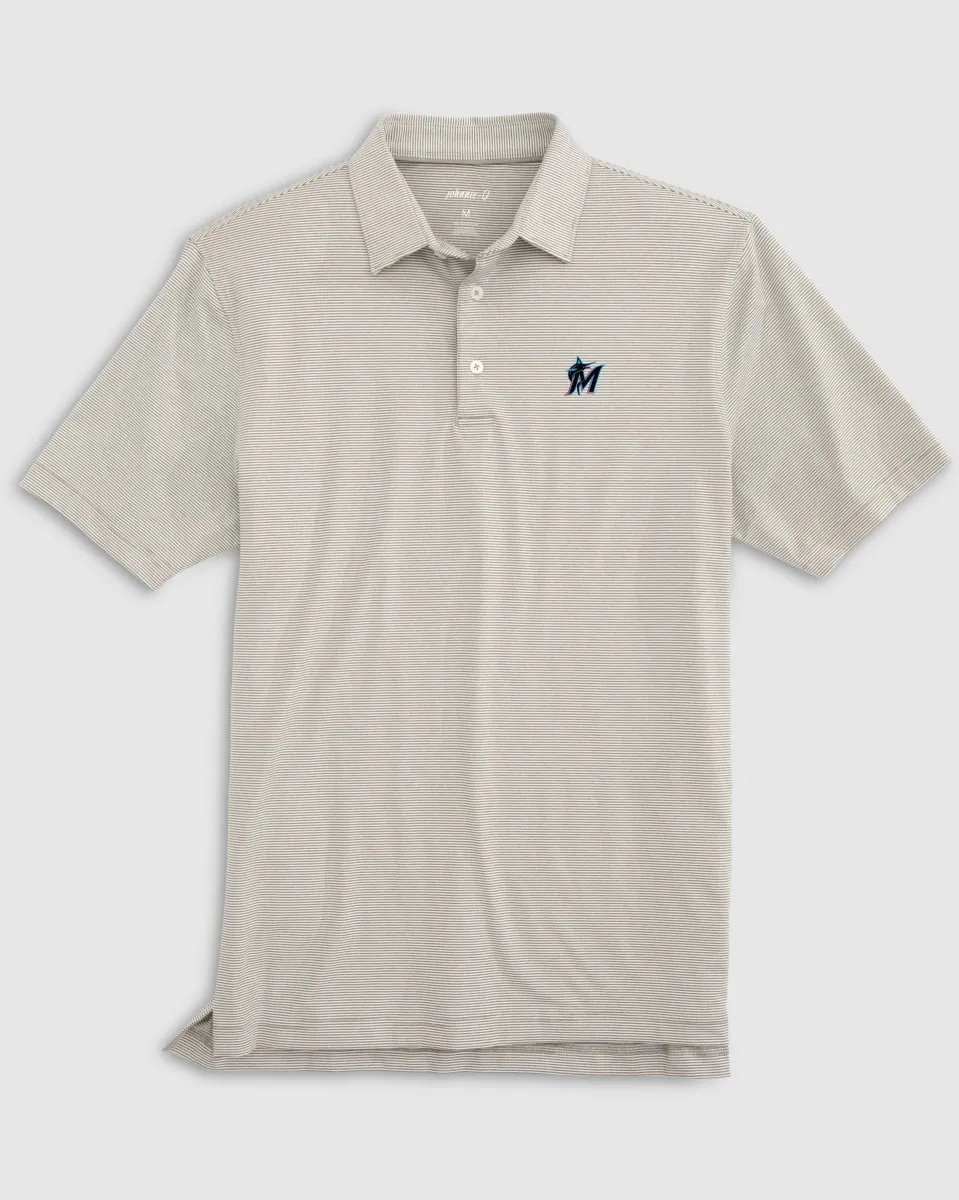Miami Marlins Lyndonn Striped Jersey Perfromance Polo sold by Johnnie-O