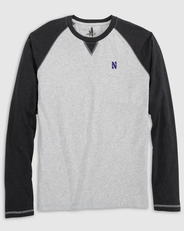 Northwestern Alsen Long Sleeve Baseball Tee made by Johnnie-O