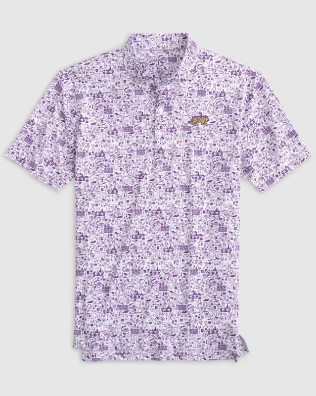 LSU Tailgater Printed Jersey Performance Polo - Mike The Tiger Logo sold by Johnnie-O