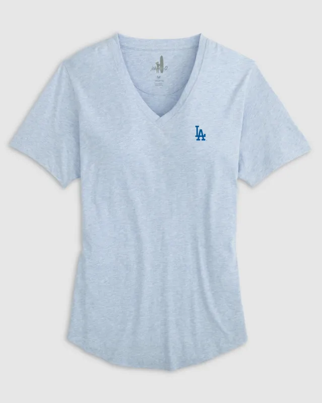 Women's Los Angeles Dodgers Merediths V-Neck T-Shirt sold by Johnnie-O