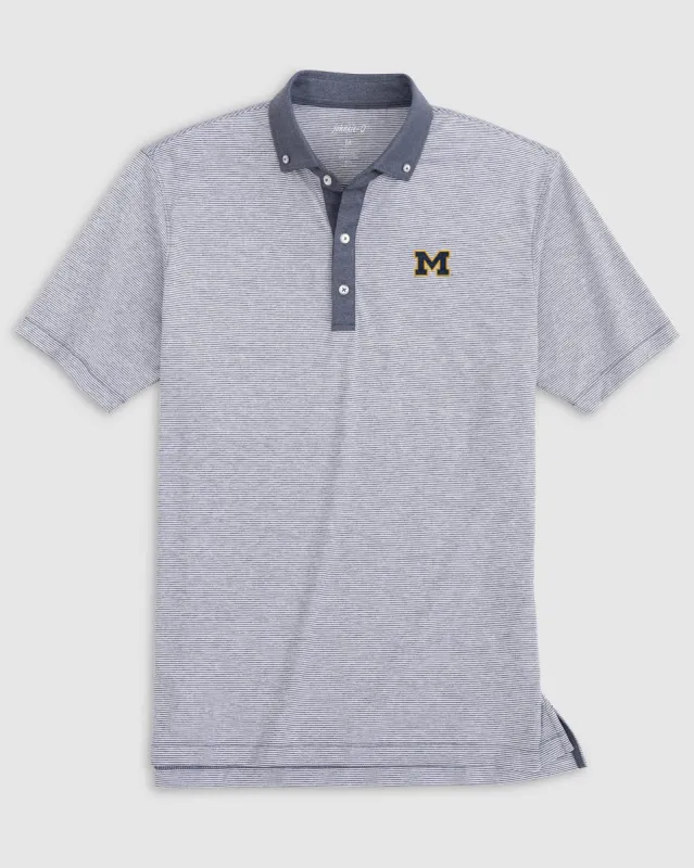 Michigan Walsh Striped Jersey Performance Polo sold by Johnnie-O