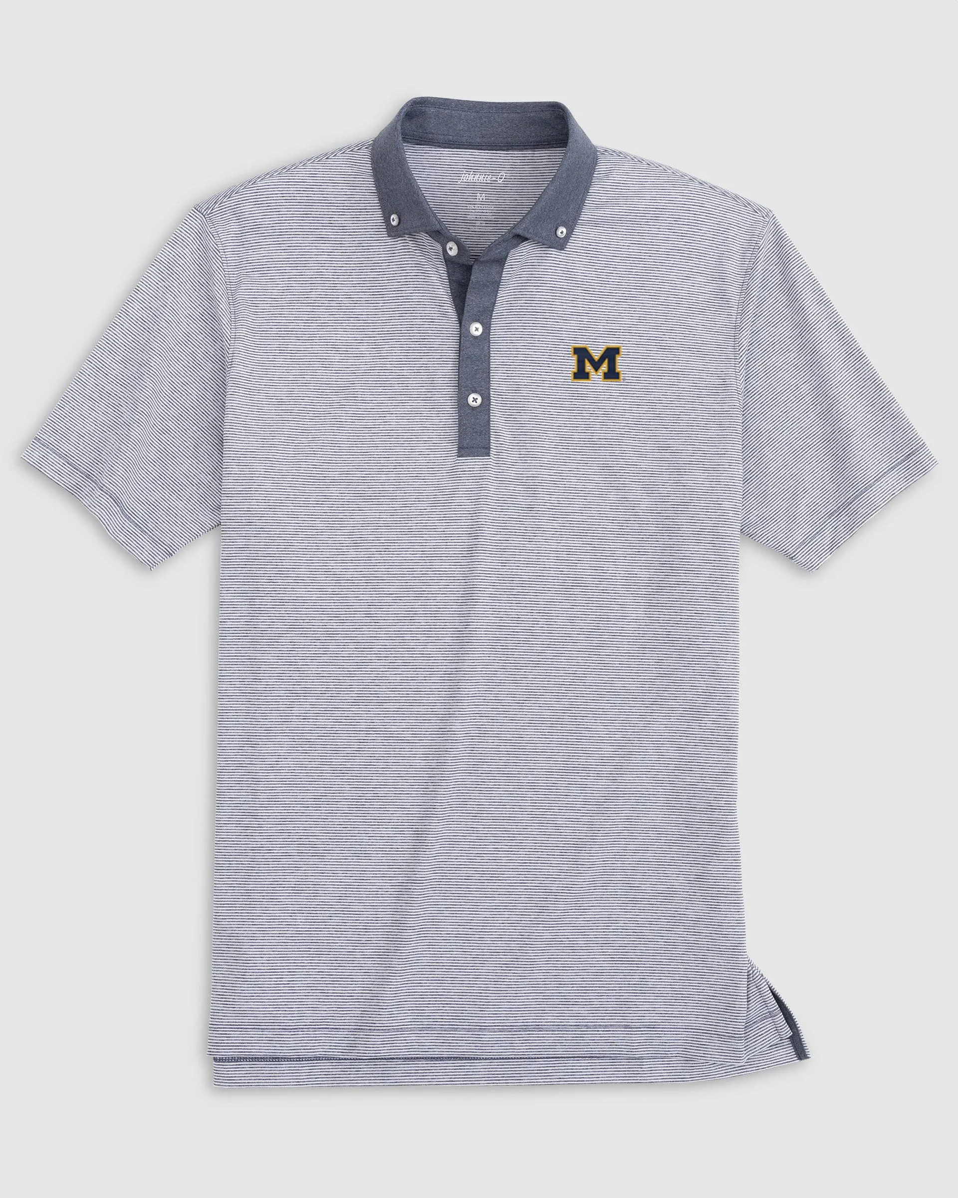 Michigan Walsh Striped Jersey Performance Polo sold by Johnnie-O
