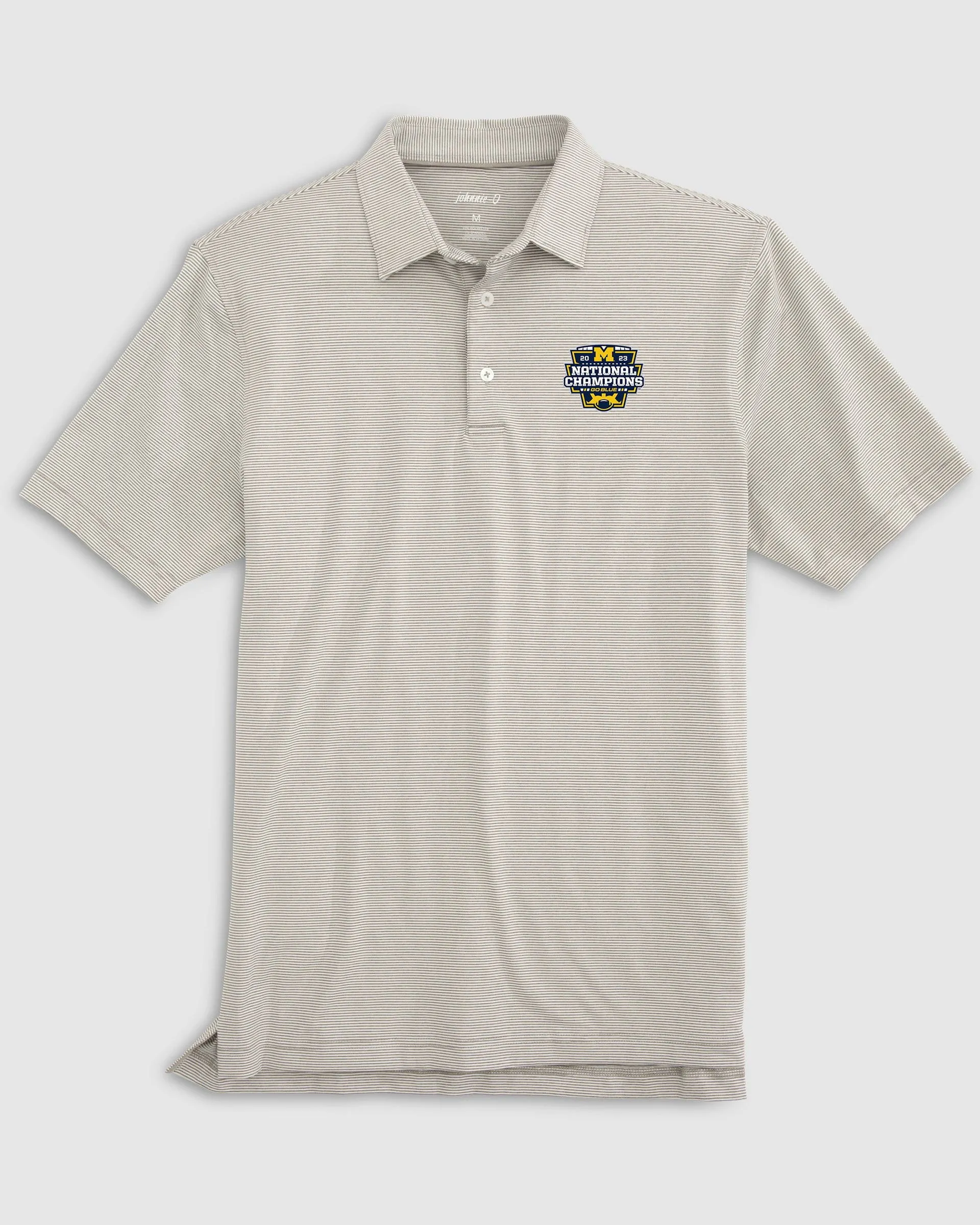 Michigan Lyndon Striped Jersey Performance Polo - 2023 CFP Champions Logo sold by Johnnie-O product image thumbnail 2