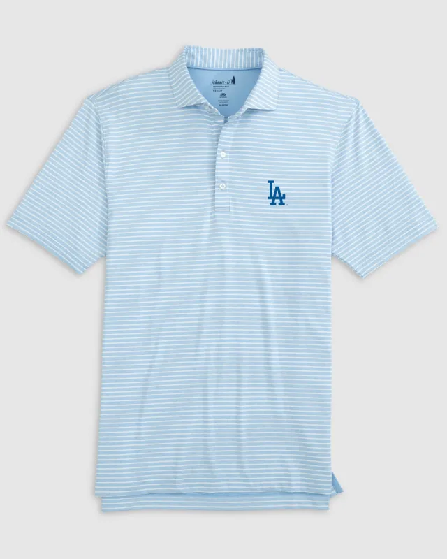 Los Angeles Dodgers Clipperr Striped Jersey Performance Polo sold by Johnnie-O