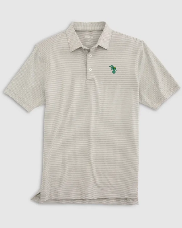Oakland Athletics Lyndonn Striped Jersey Performance Polo - Cooperstown Logo sold by Johnnie-O