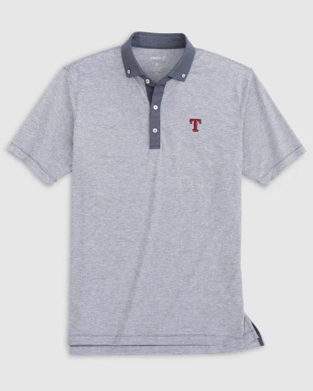 Texas Rangers Walsh Striped Jersey Performance Polo made by Johnnie-O