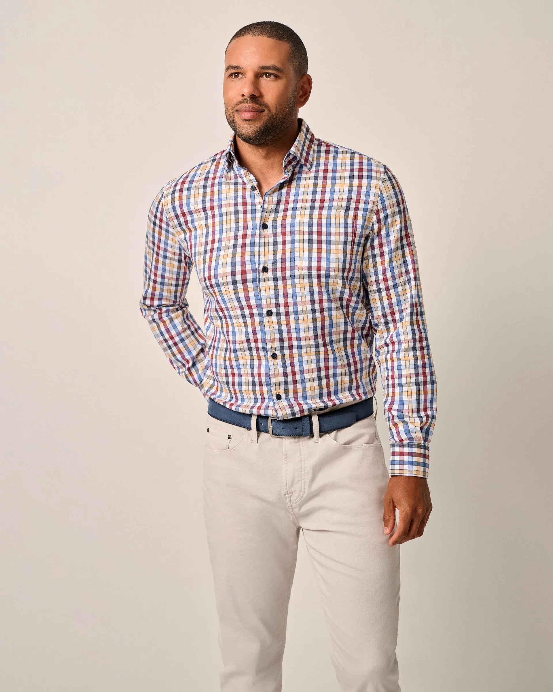 Tucked Cotton Blend Button Up Shirt - Dartmouth sold by Johnnie-O product image thumbnail 2