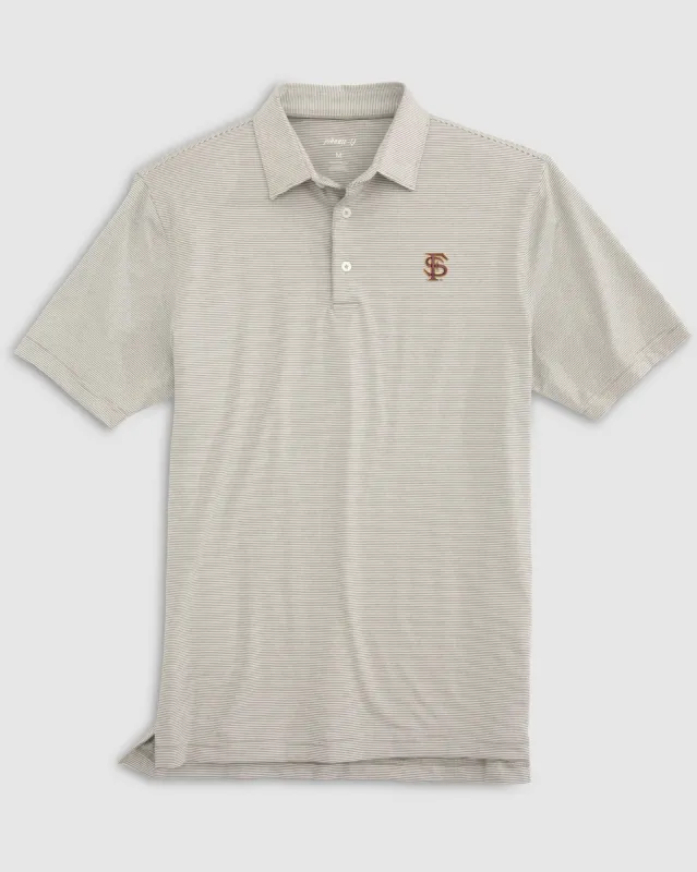 Florida State Lyndonn Striped Jersey Performance Polo - Baseball Logo sold by Johnnie-O