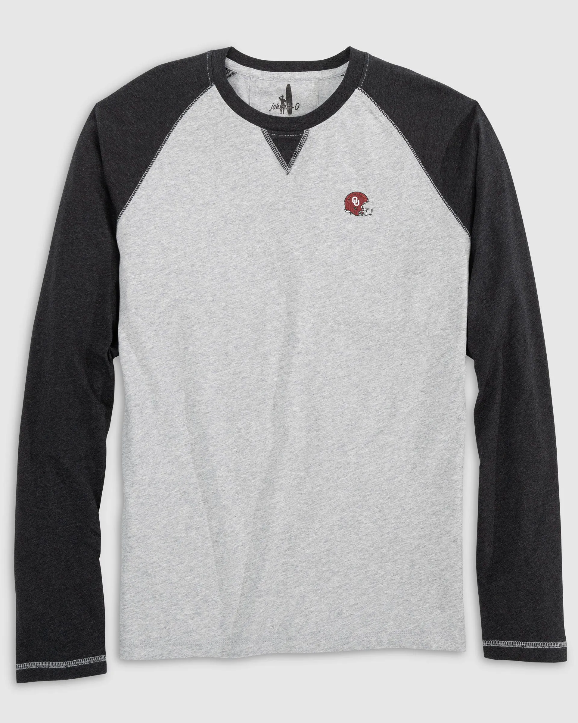 Oklahoma Alsen Long Sleeve Baseball Tee - Helmet Logo sold by Johnnie-O