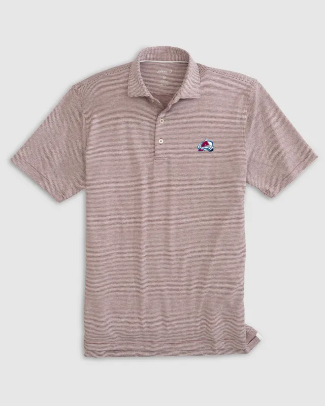 Colorado Avalanche Lyndonn Striped Jersey Performance Polo sold by Johnnie-O