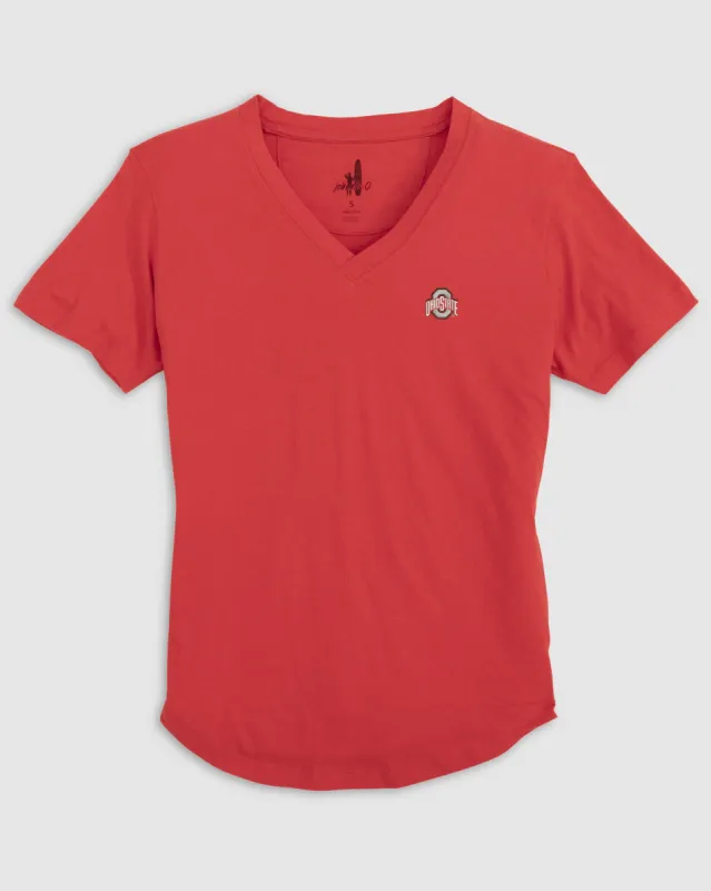 Women's Ohio State Merediths V-Neck T-Shirt sold by Johnnie-O