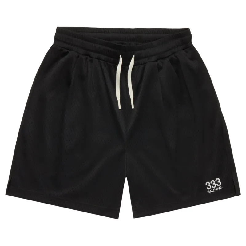 BLACK MESH LOGO SHORTS sold by Half Evil