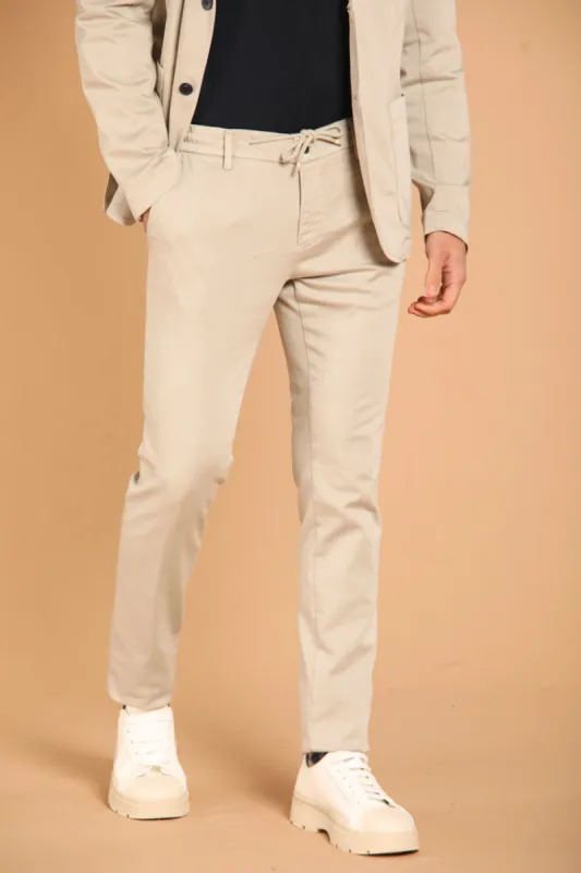Milano Jogger Travel men's chino pants in jersey active extra slim fit sold by Mason's