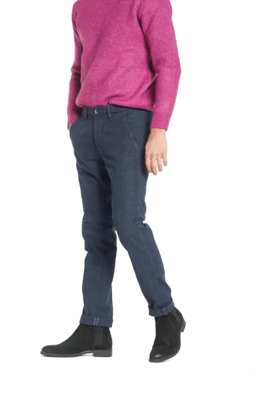 Torino Style man chino pants with mouliné shaded welt pattern slim sold by Mason's