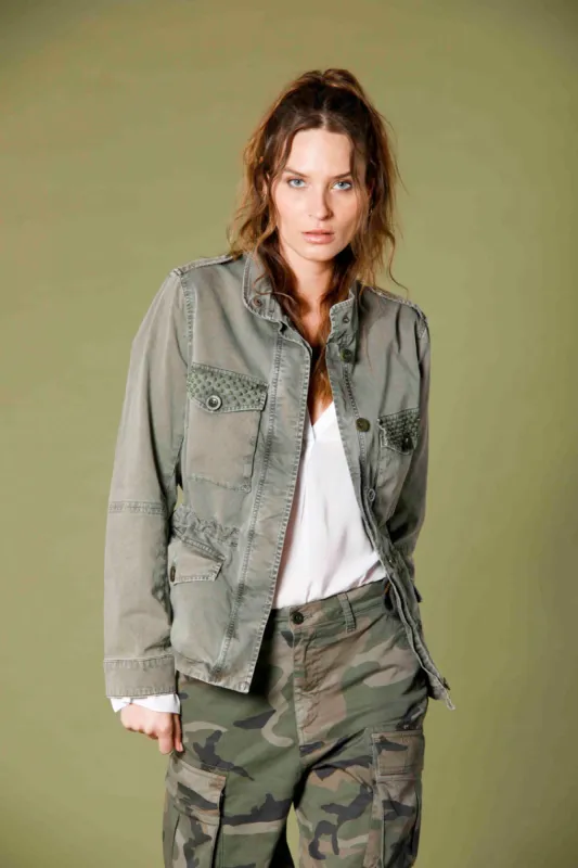 Eva woman's  field jacket in cotton with studs sold by Mason's
