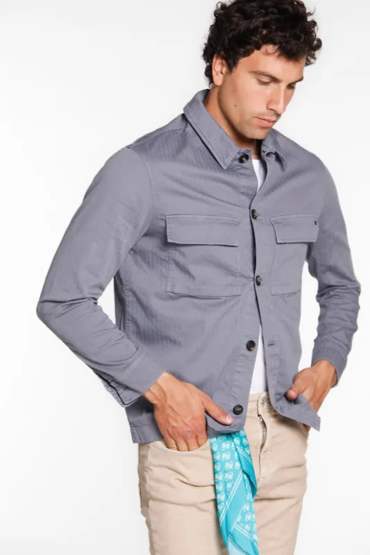 Oliver man overshirt in stretch chewron sold by Mason's