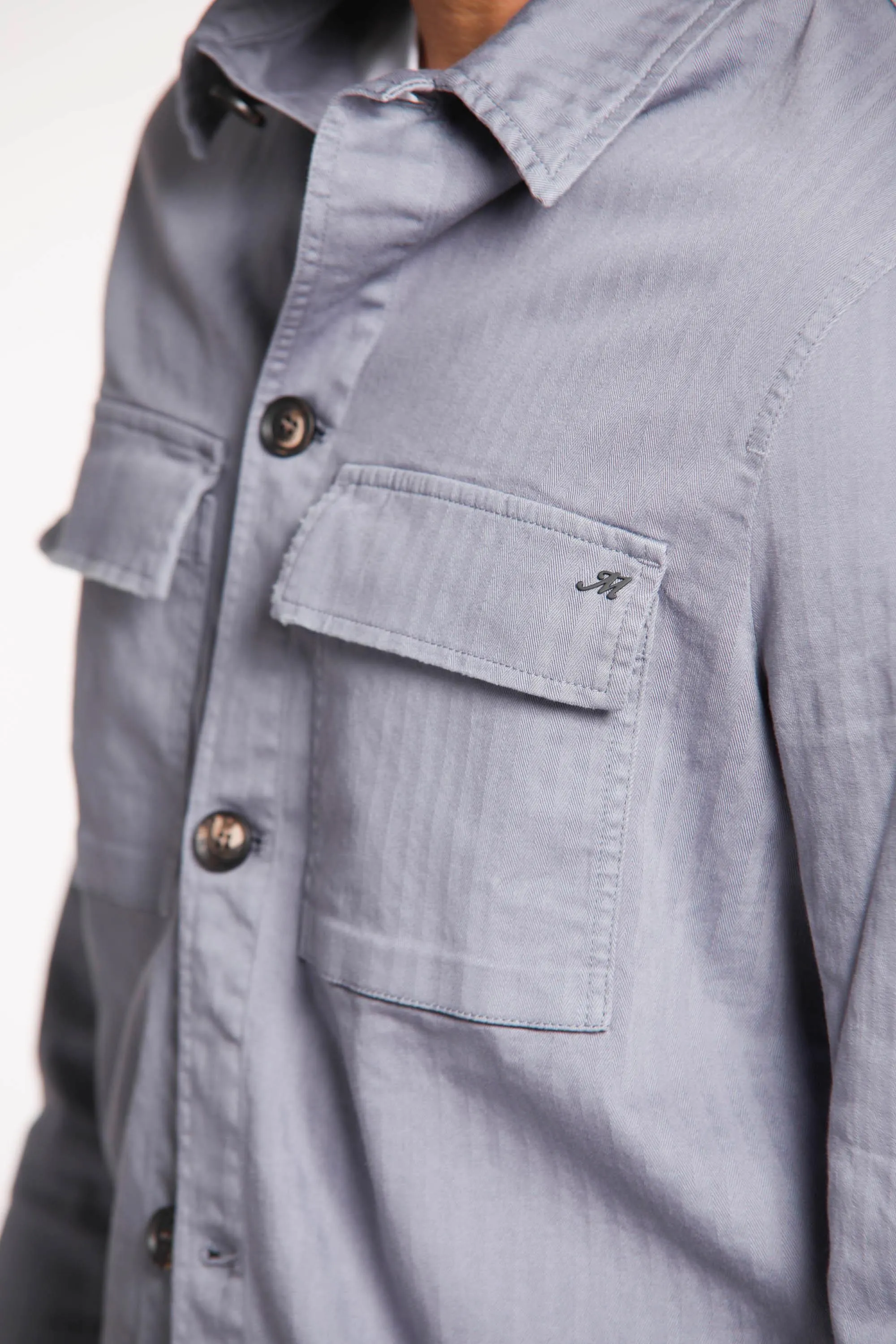 Oliver man overshirt in stretch chewron sold by Mason's product image thumbnail 3