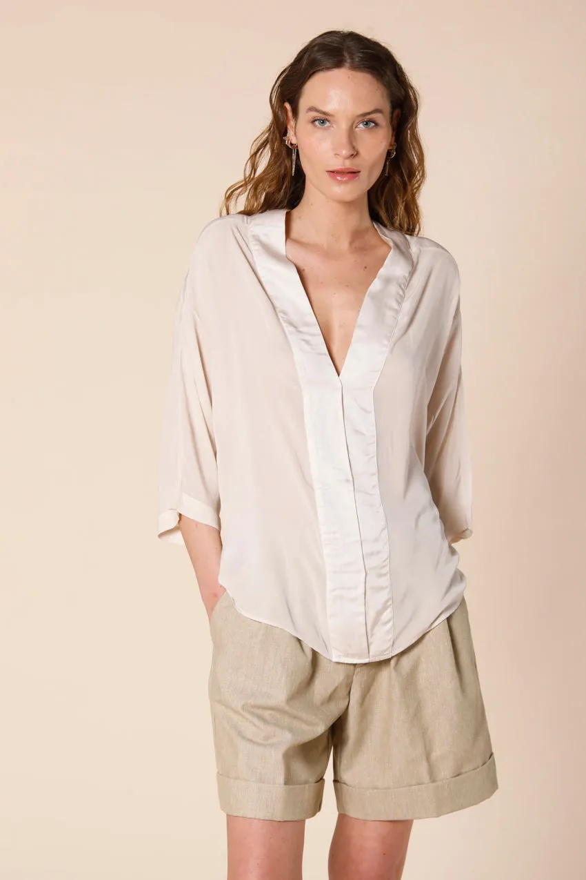 Sandra woman's shirt in viscose with v-neck and 3/4 sleeve sold by Mason's product image thumbnail 4