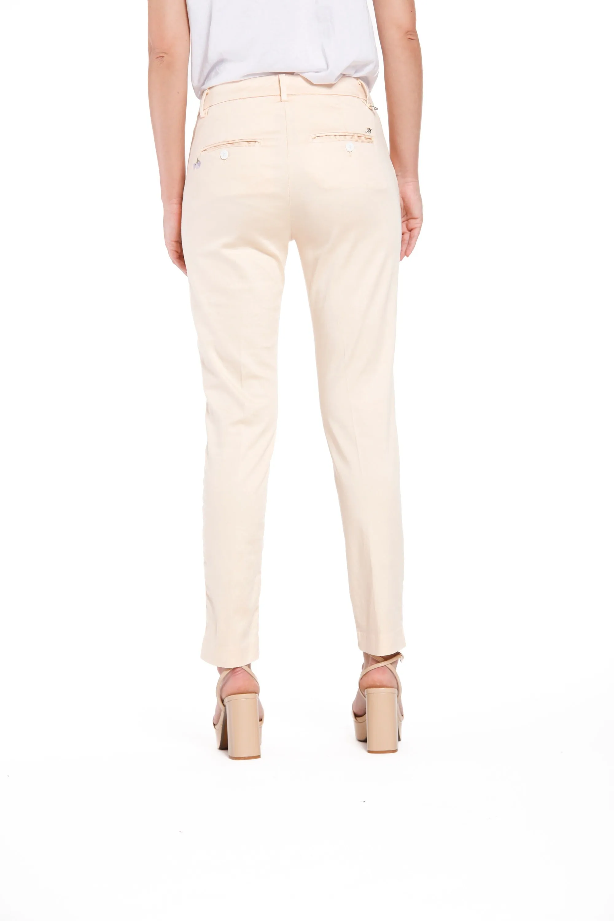 New York Slim woman chino pants in stretch satin with embroidery slim sold by Mason's product image thumbnail 4