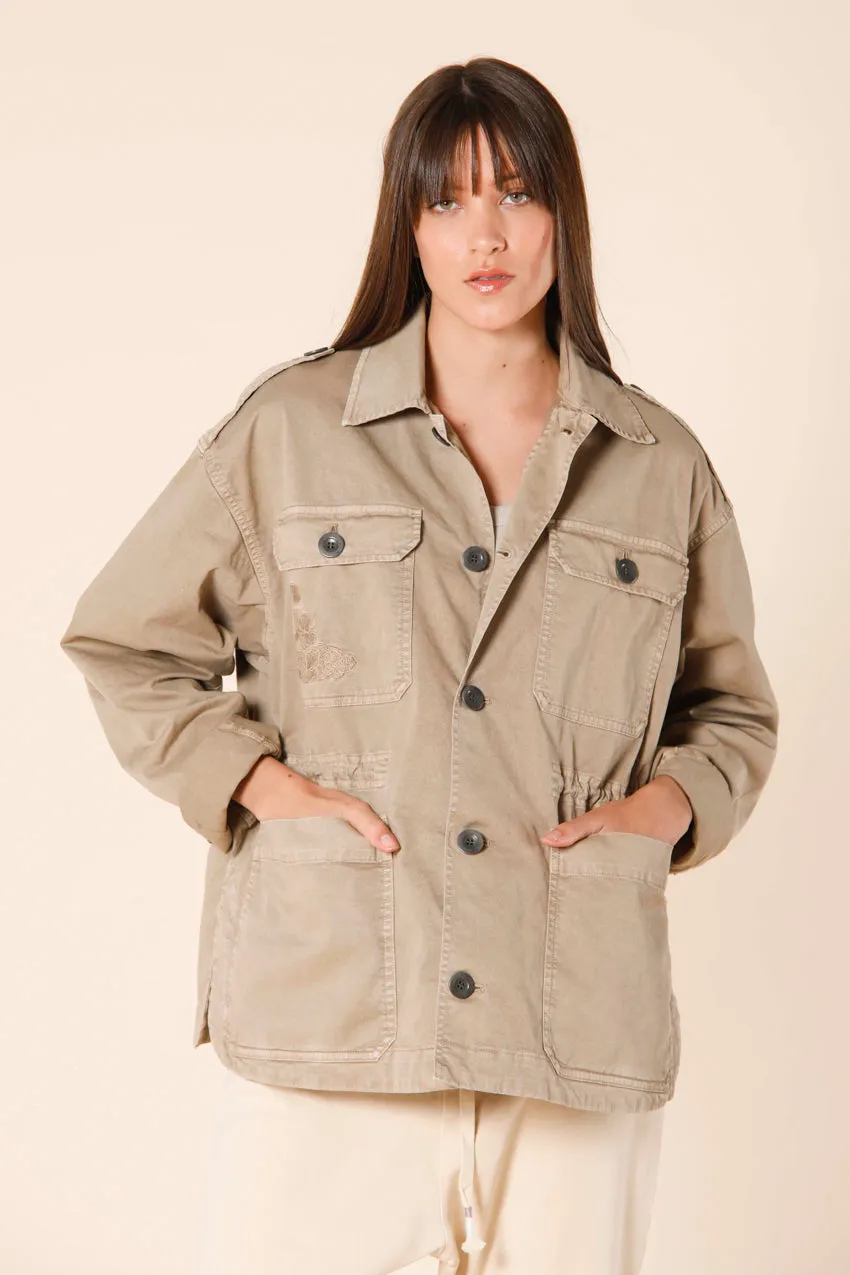 Florance woman's field jacket in twill with embroidery on the pocket sold by Mason's