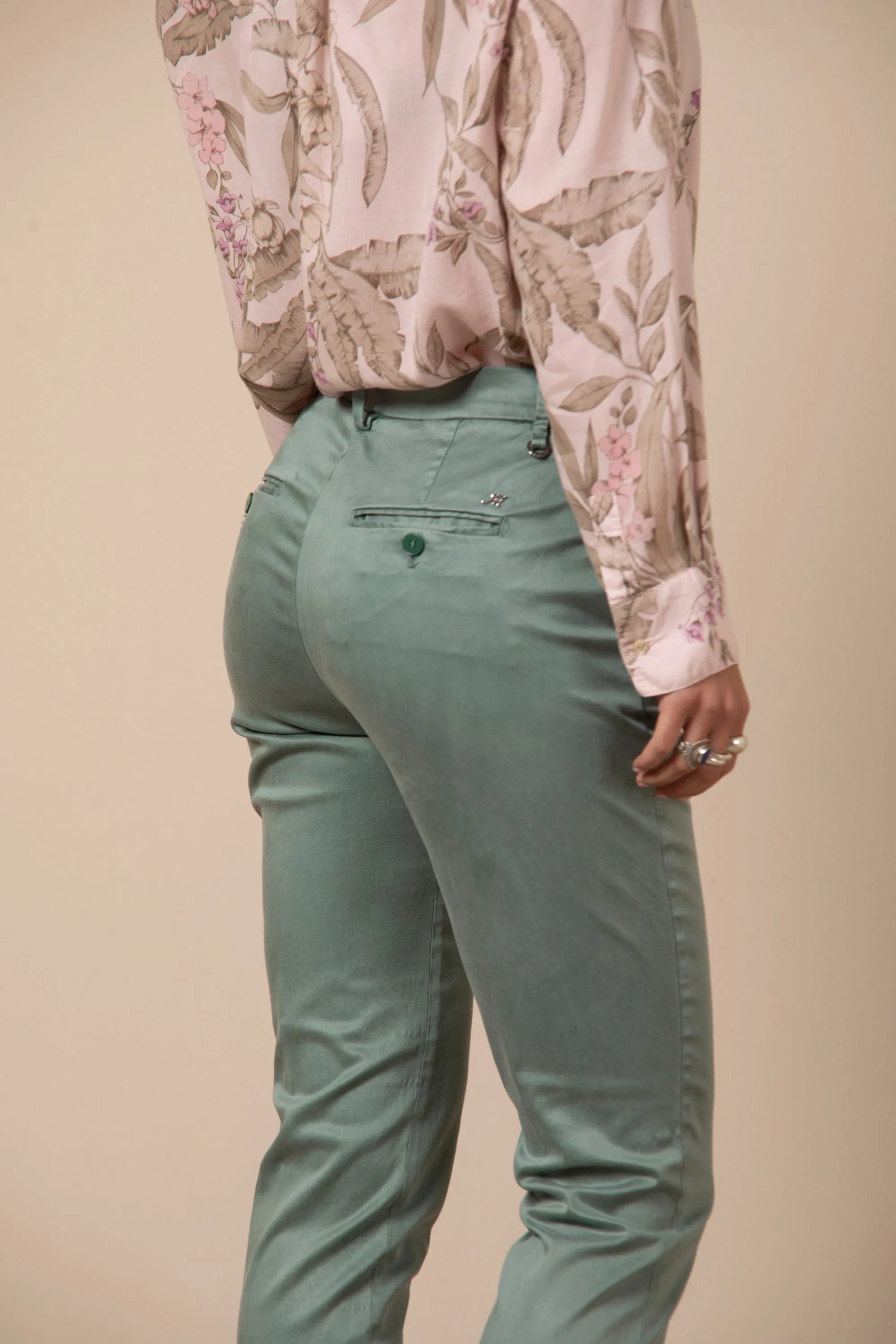 New York Slim woman chino pants in stretch satin with embroidery slim sold by Mason's product image thumbnail 5