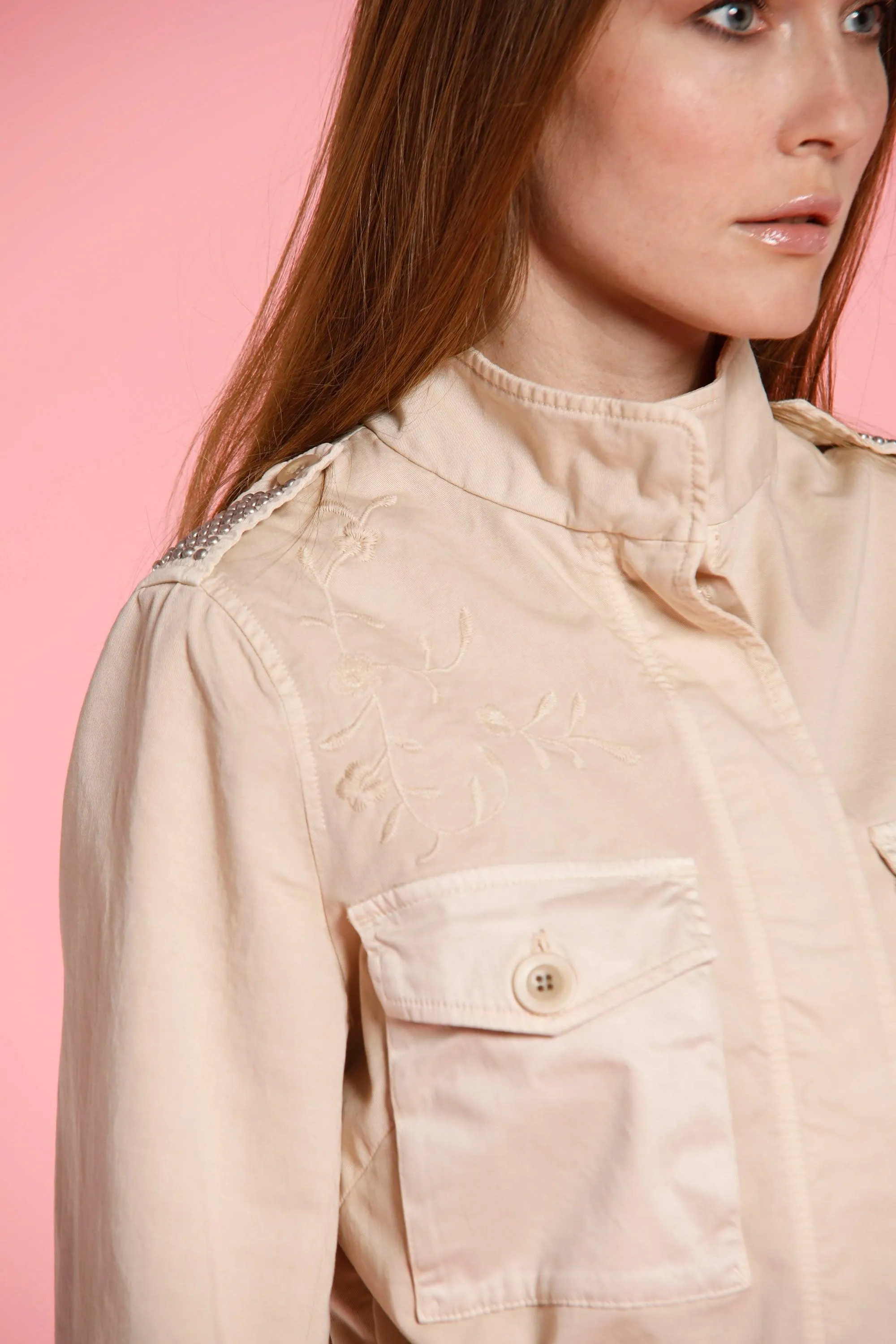 Eva woman field jacket in cotton with drawstring embroidery and studs sold by Mason's product image thumbnail 4