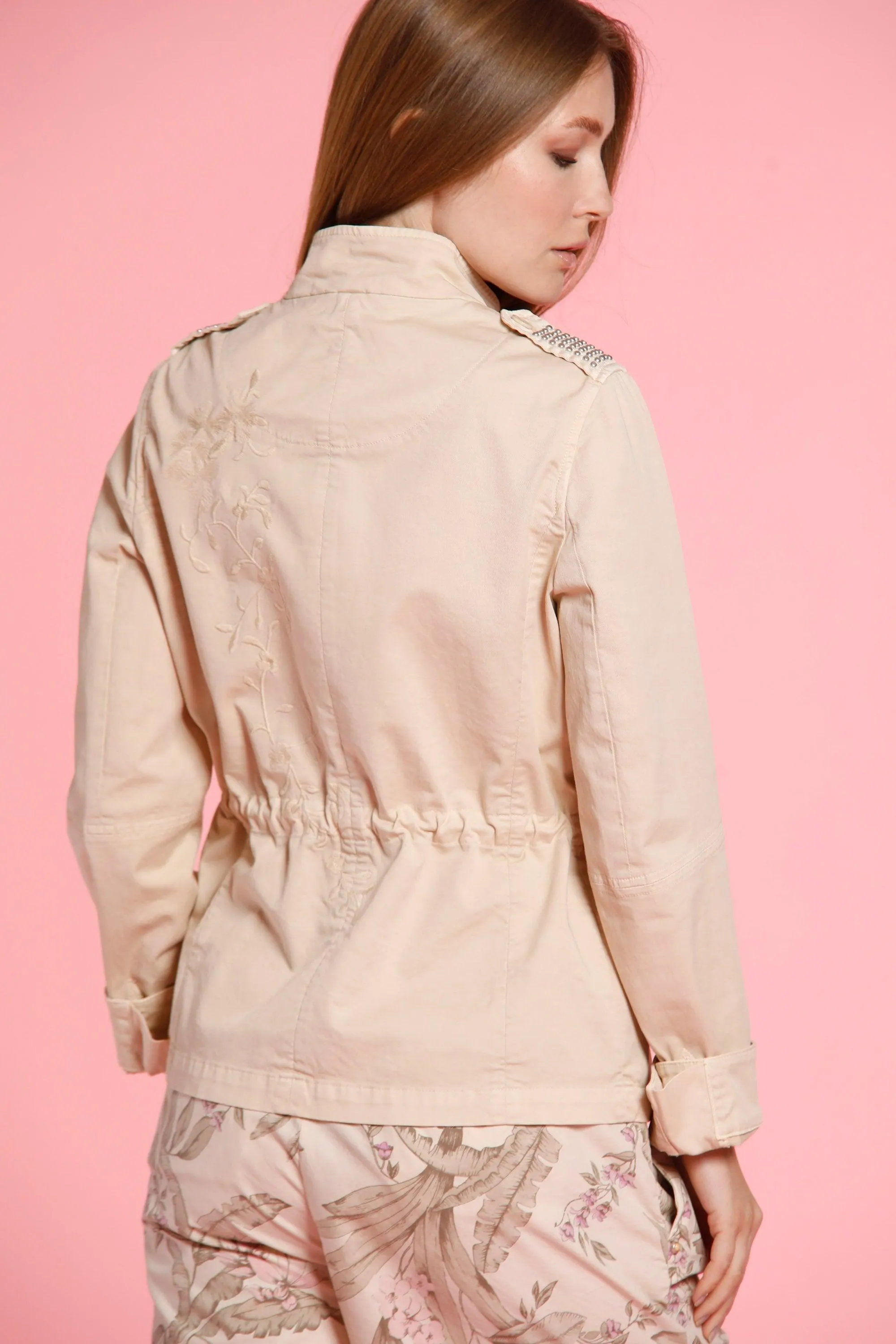 Eva woman field jacket in cotton with drawstring embroidery and studs sold by Mason's product image thumbnail 5