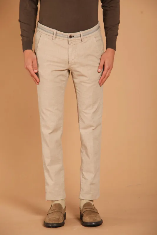 Torino Elegance men's chino pants in cotton stretch with galles pattern slim fit sold by Mason's