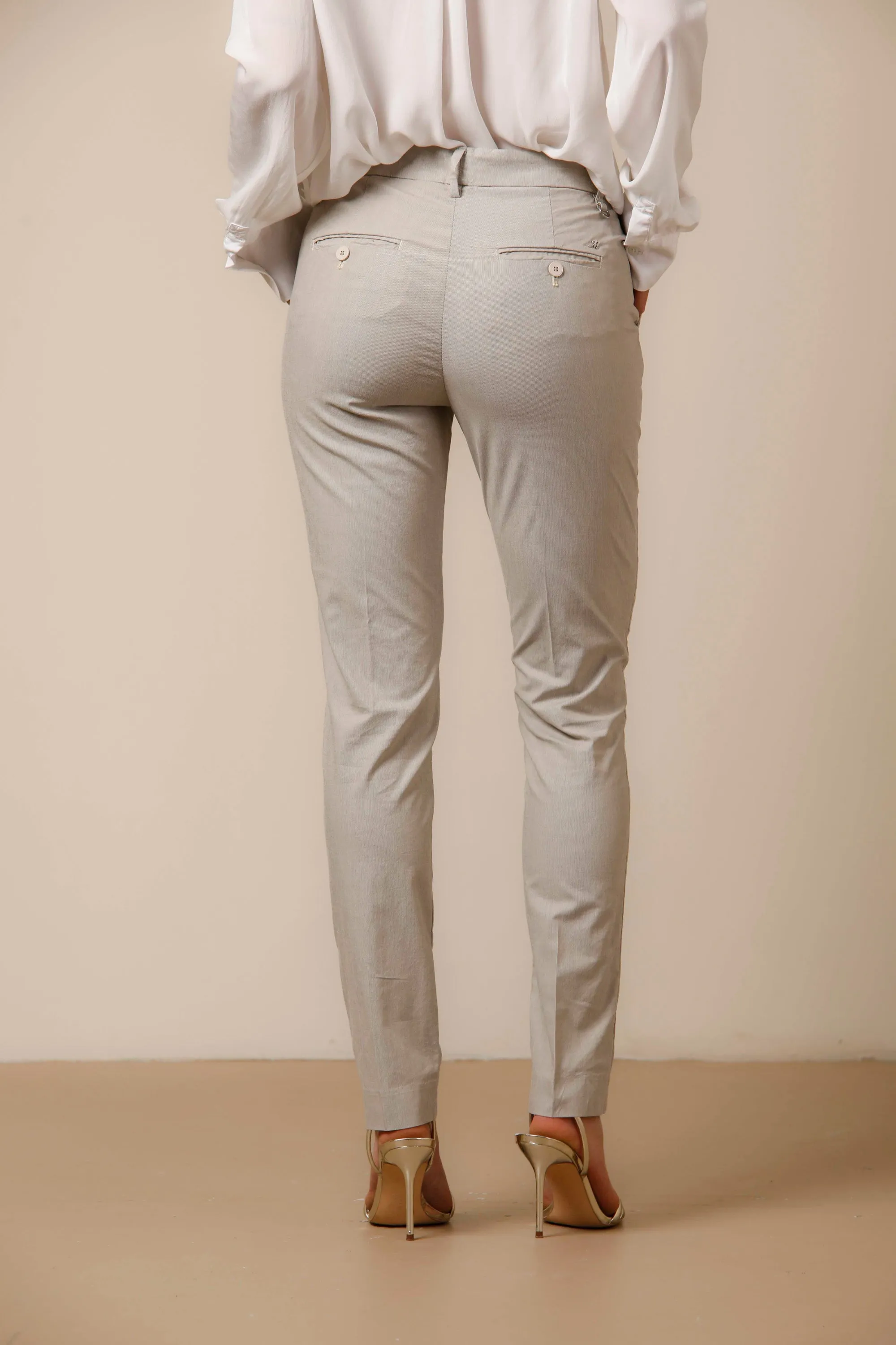 New York Slim woman chino pants in tencel and cotton with stripes pattern slim sold by Mason's product image thumbnail 4