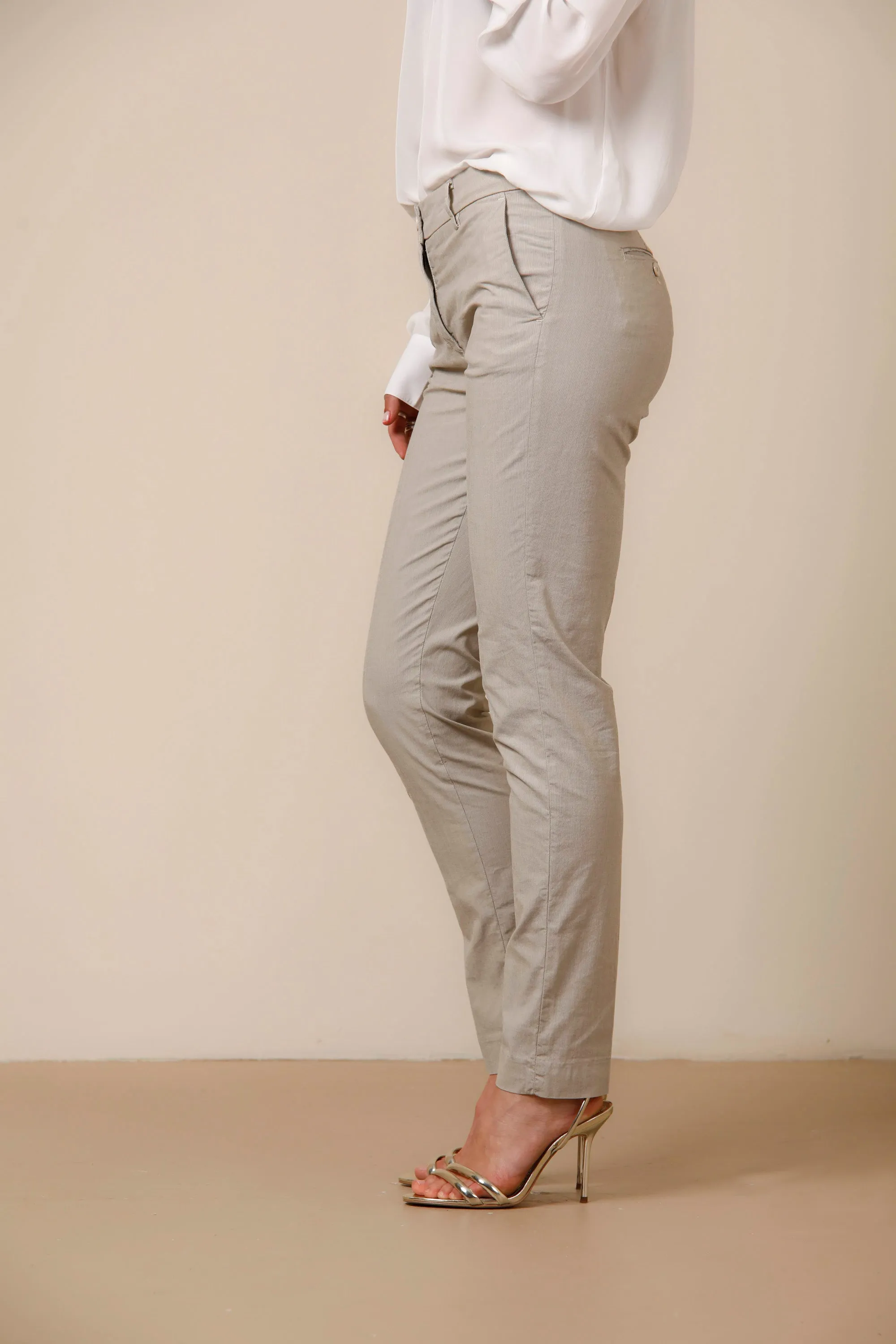 New York Slim woman chino pants in tencel and cotton with stripes pattern slim sold by Mason's product image thumbnail 3
