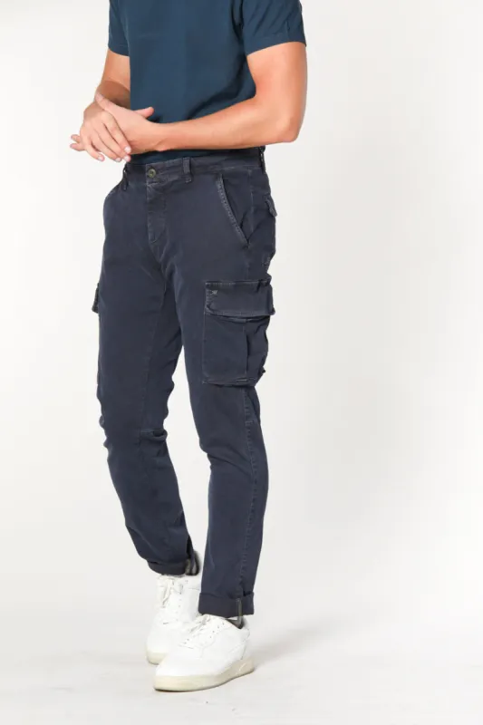 Chile man cargo pant in gabardine extra slim Special Washing  sold by Mason's