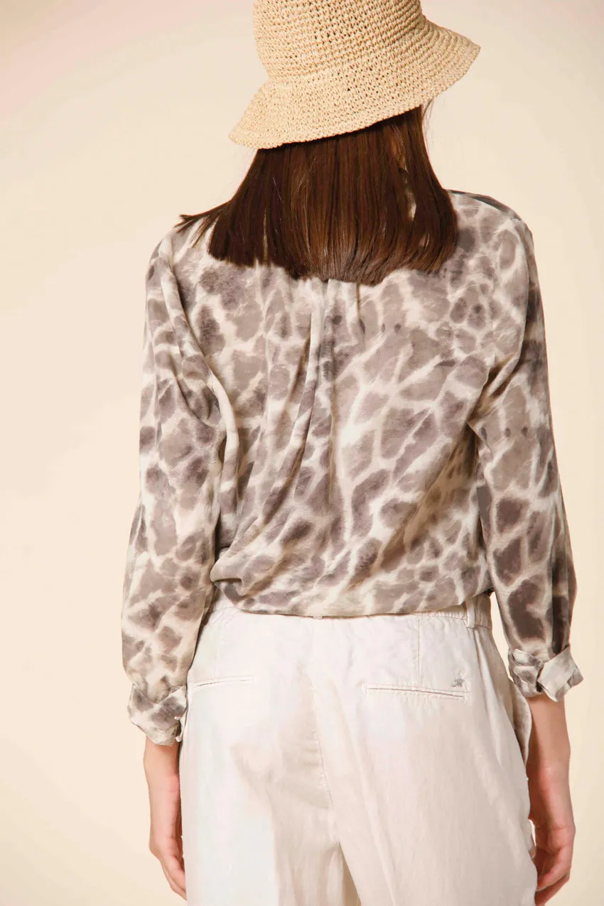 Adele woman's long sleeve shirt in tencel with giraffe pattern sold by Mason's product image thumbnail 3