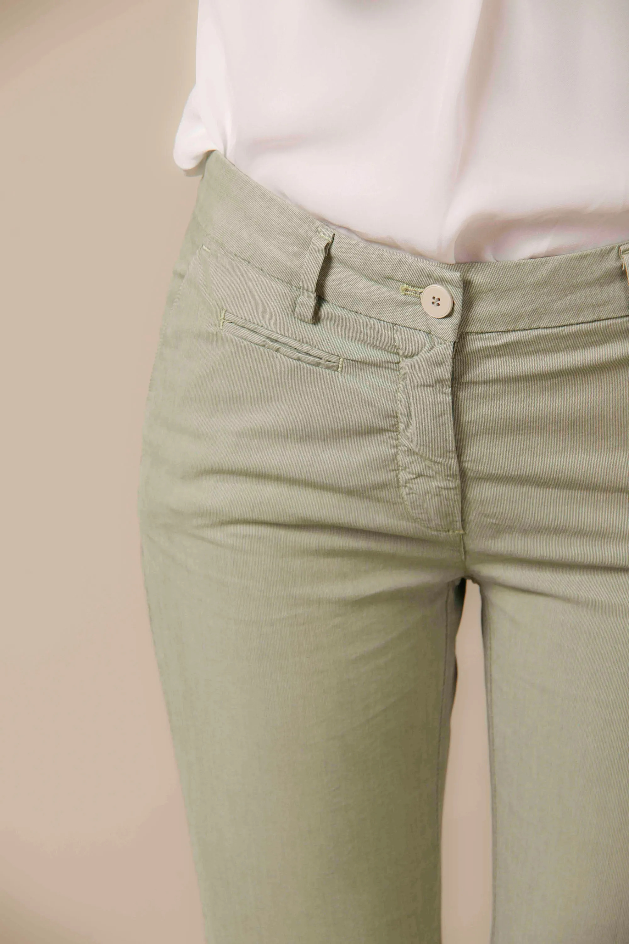 New York Slim woman chino pants in tencel and cotton with stripes pattern slim sold by Mason's product image thumbnail 2