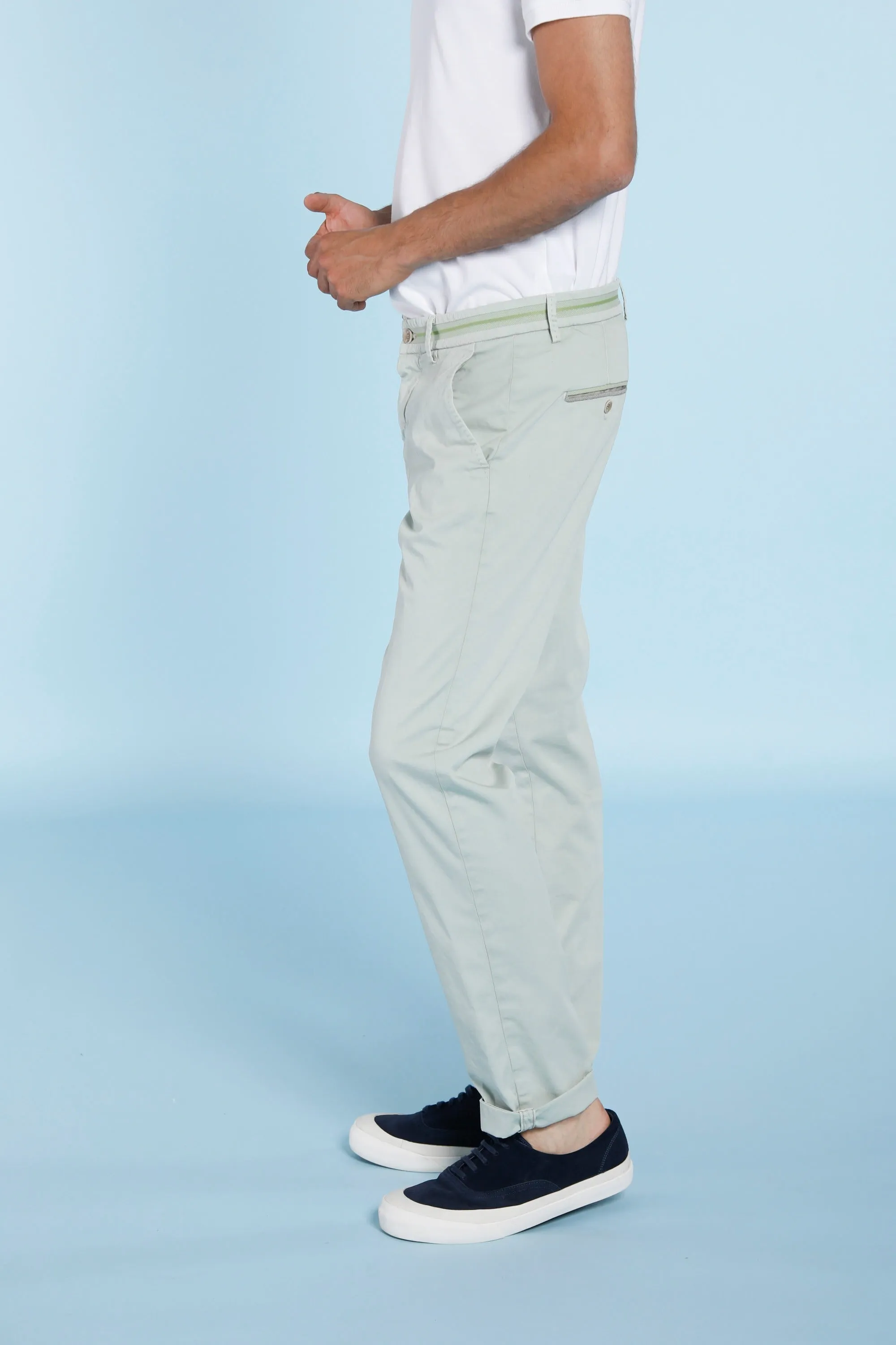 Torino Tapes man chino pants in stretch satin with ribbons slim sold by Mason's product image thumbnail 3