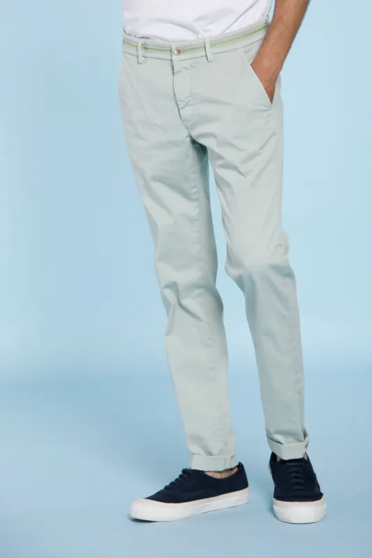 Torino Tapes man chino pants in stretch satin with ribbons slim sold by Mason's